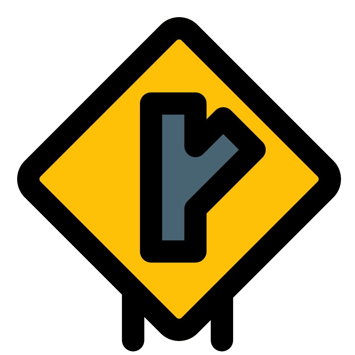 right intersection sign icon