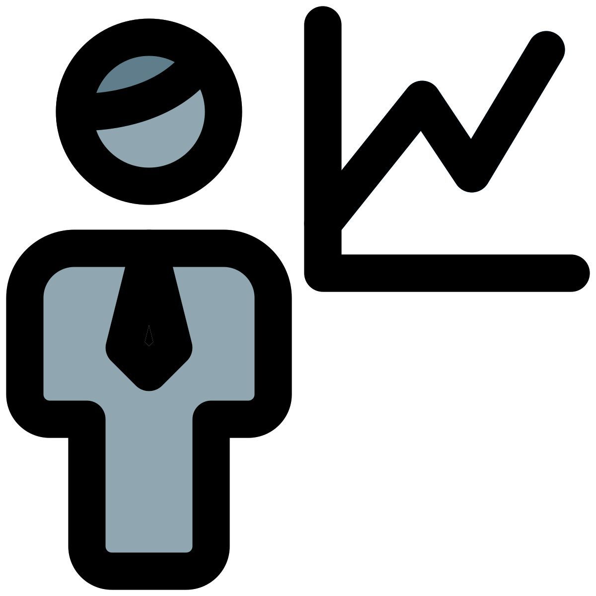 line chart of the businessman with sales graph icon