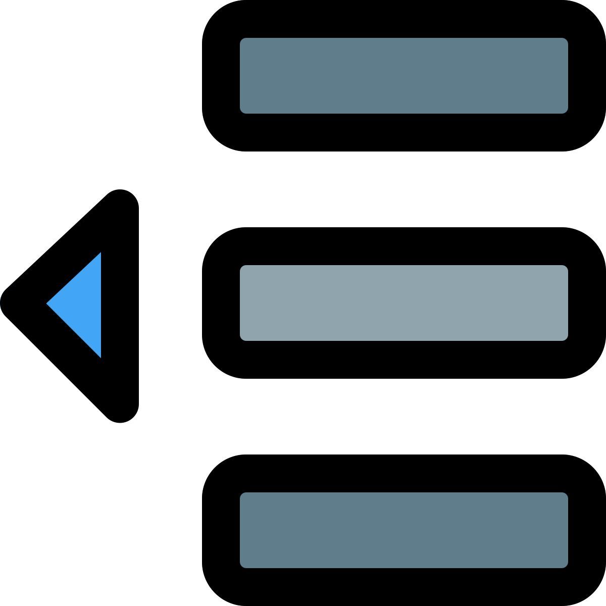 move document list object left direction margin line icon