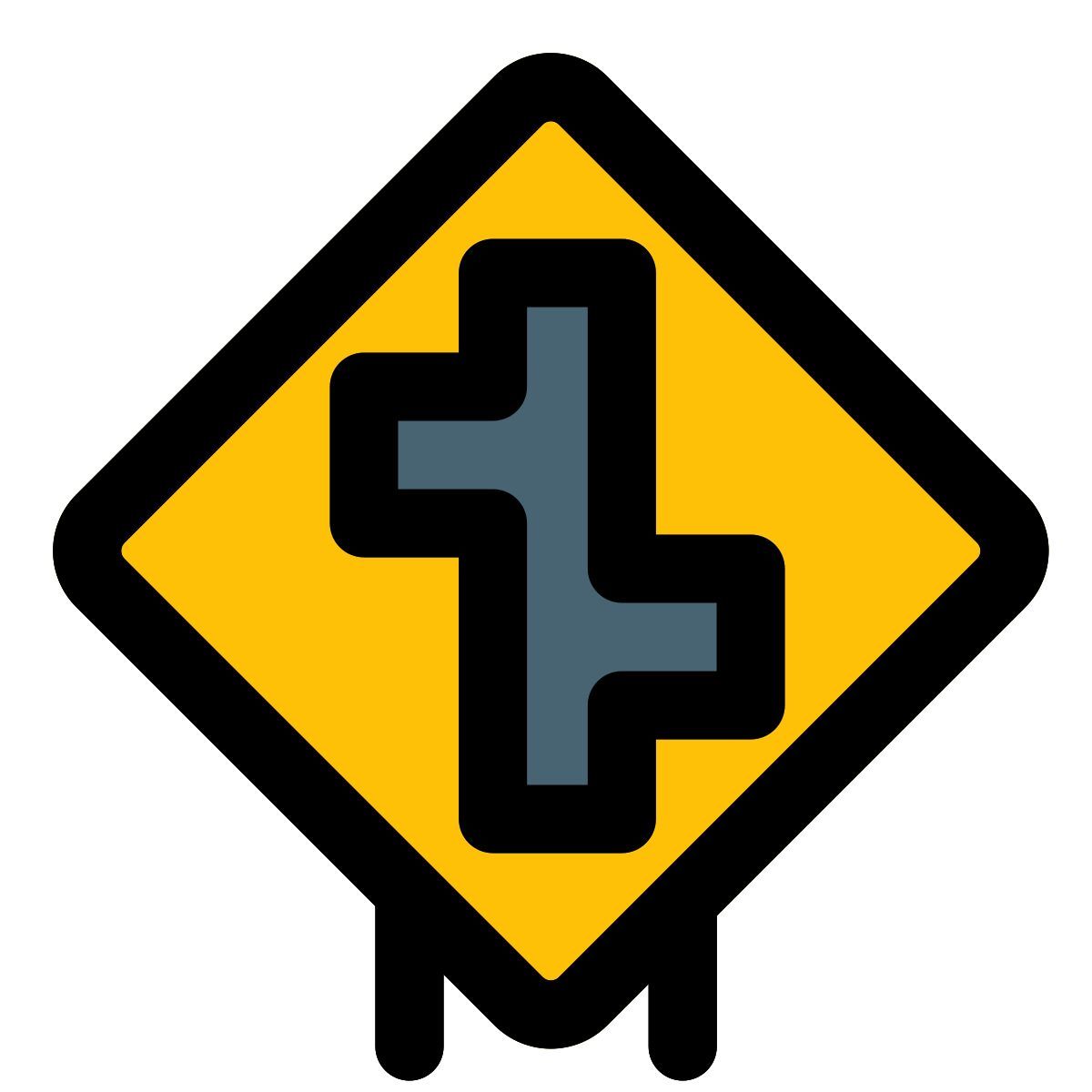 offset side roads sign icon