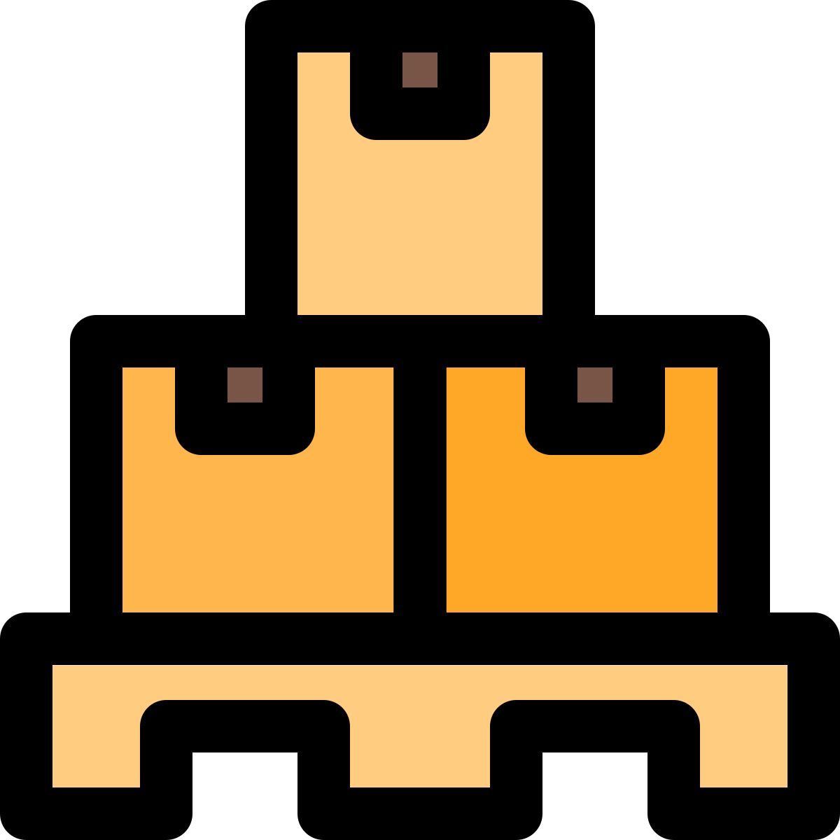 serie externa de cajas sobre pallet box soporte almacen lleno tal revivo icon