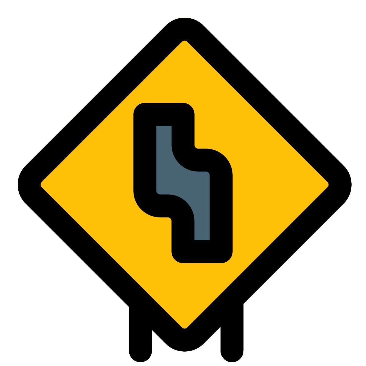 curve ahead sign icon