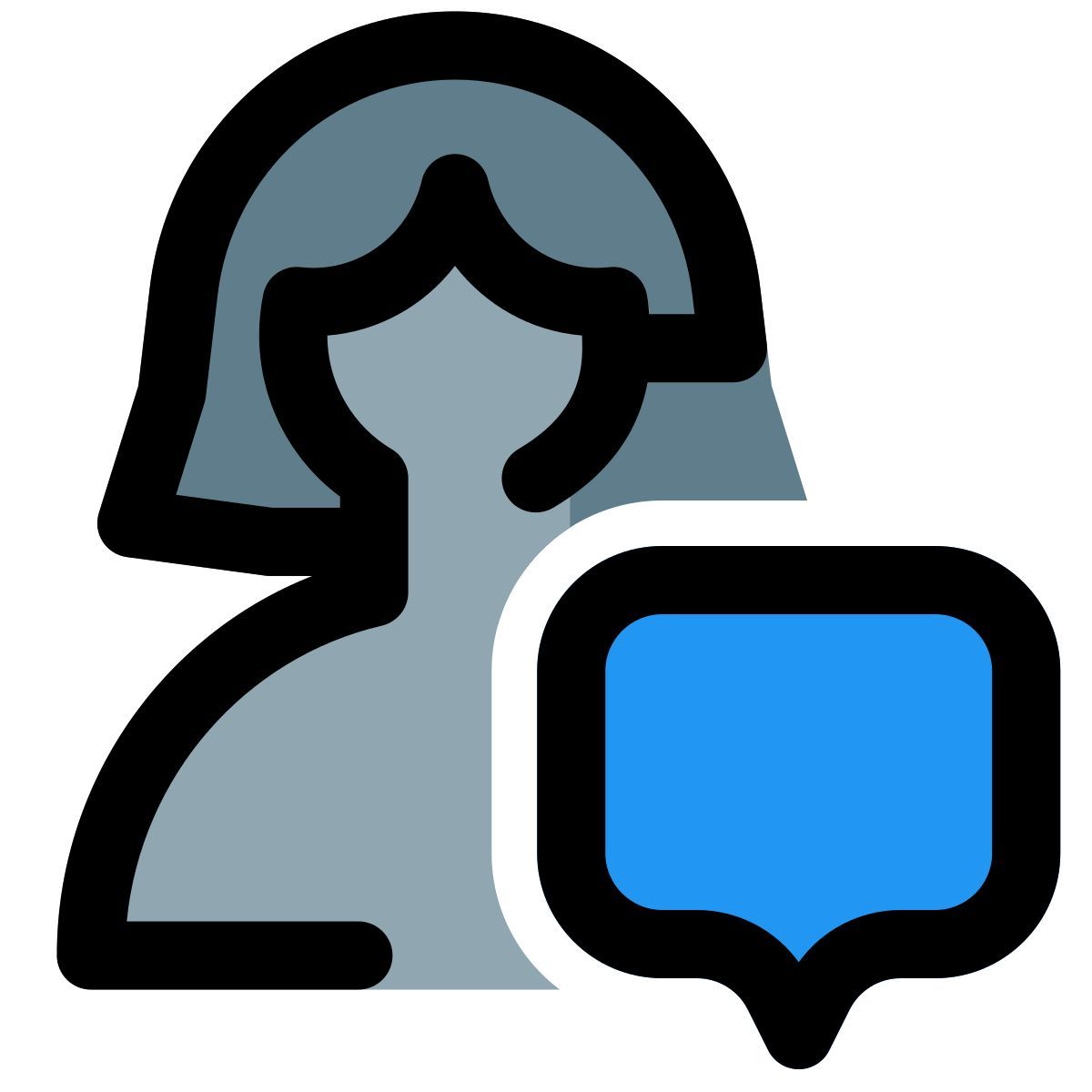 single female user chatting with their family members icon