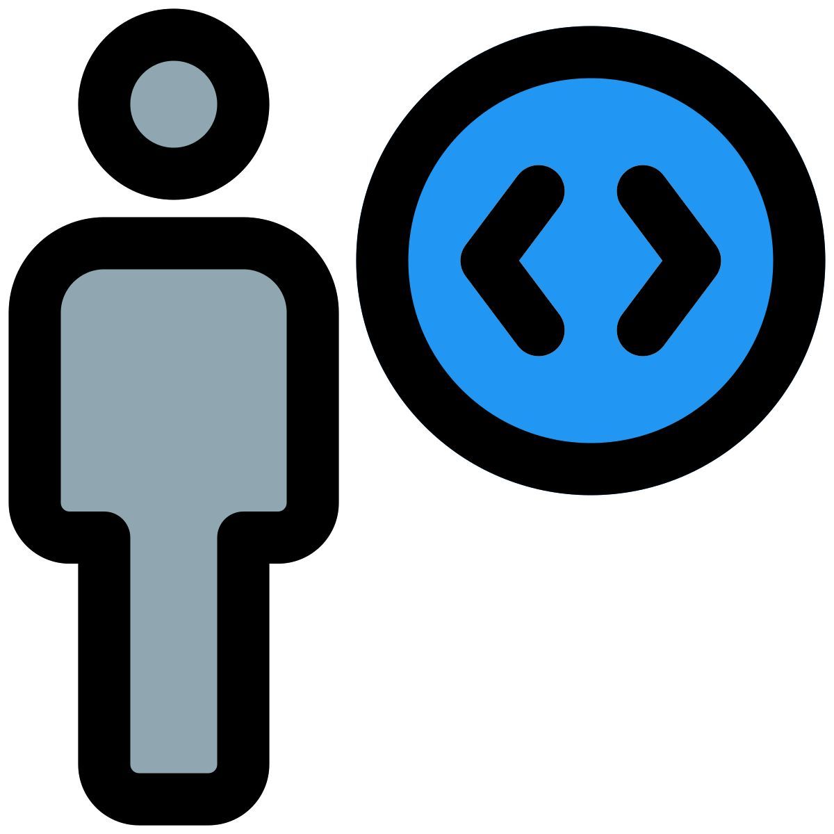 single of worker peers joining the workforce of coding icon