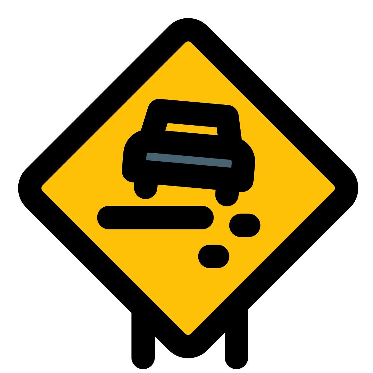 slippery road sign icon