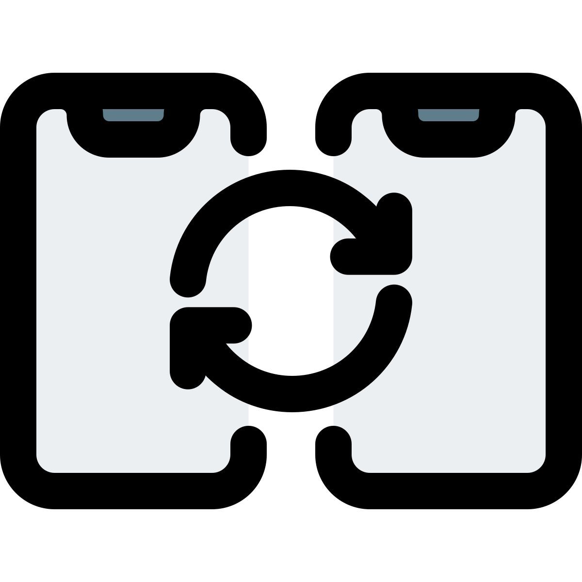 smartphone con notch e layout di sincronizzazione loop icon