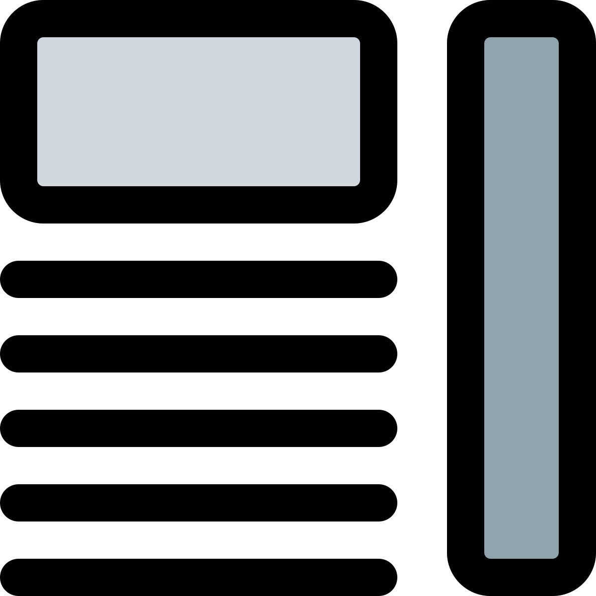 text mit seitenleiste icon