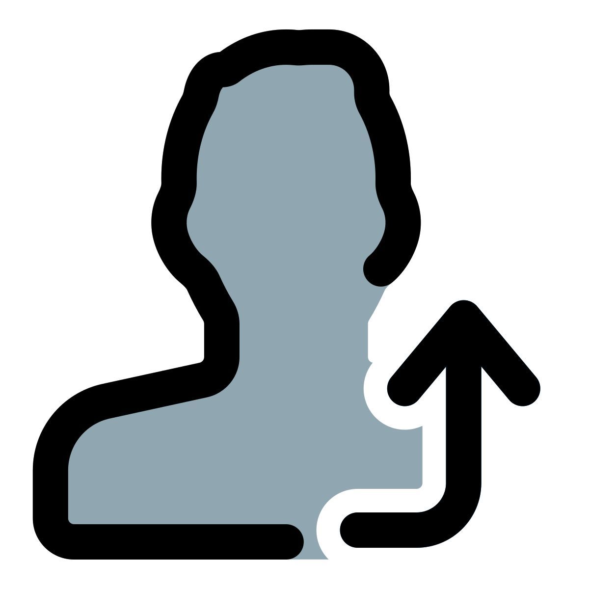 user curved up arrow icon