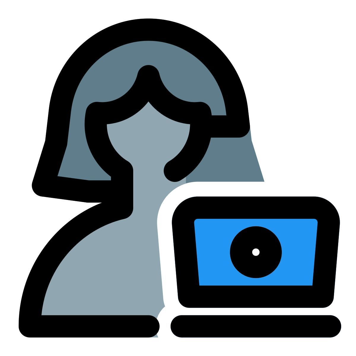 user or a programmer using a laptop for working online icon