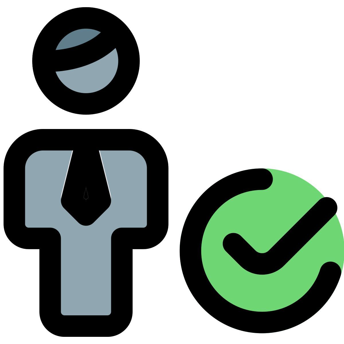 verified businessman list with a checkmark option layout icon