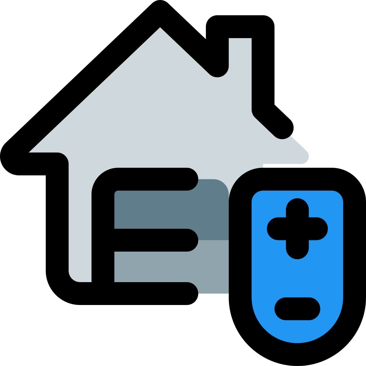 puerta de almacen exterior acceso con mando a distancia con simbolos casa llena tal revivo icon