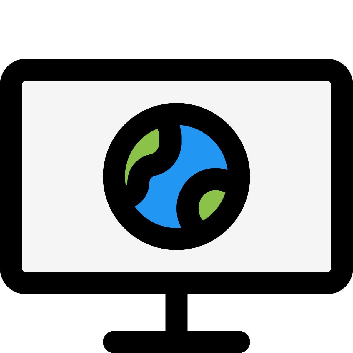 wide monitor personal computer with internet access icon