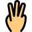 external three-fingers-raised-hand-gesture-with-back-of-the-hand-votes-filled-tal-revivo icon