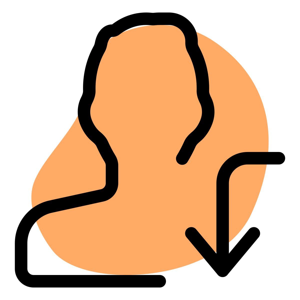 user curved down arrow icon