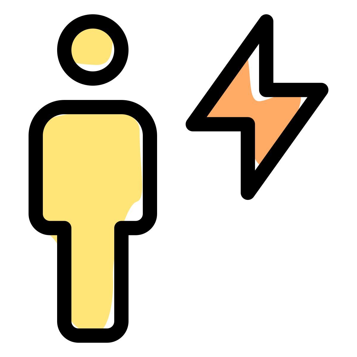employee with a flash layout isolated on a white background icon