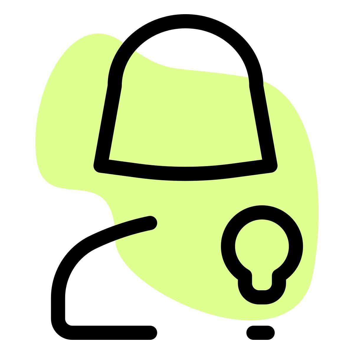 female user with multiple ideas with lightning bulb logotype icon