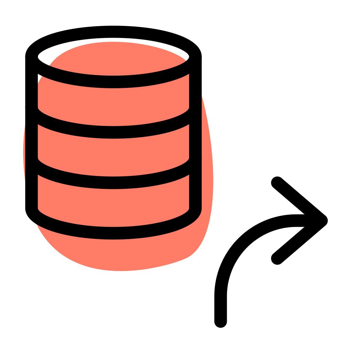 database forwarding technology icon