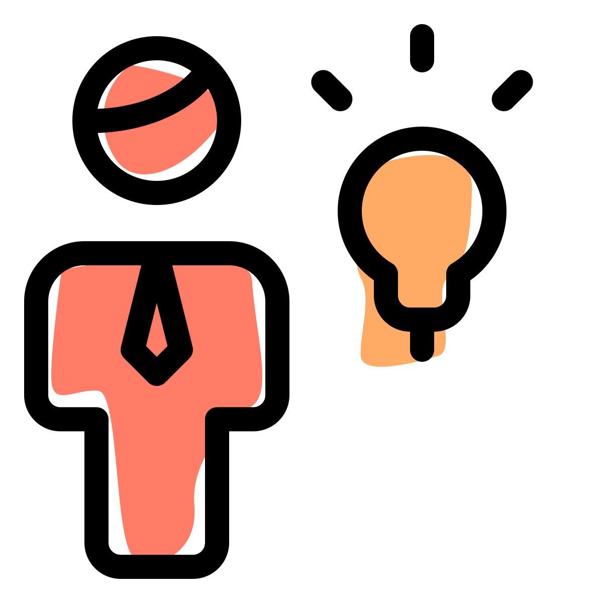 innovative idea for bright businessman isolated on white background icon