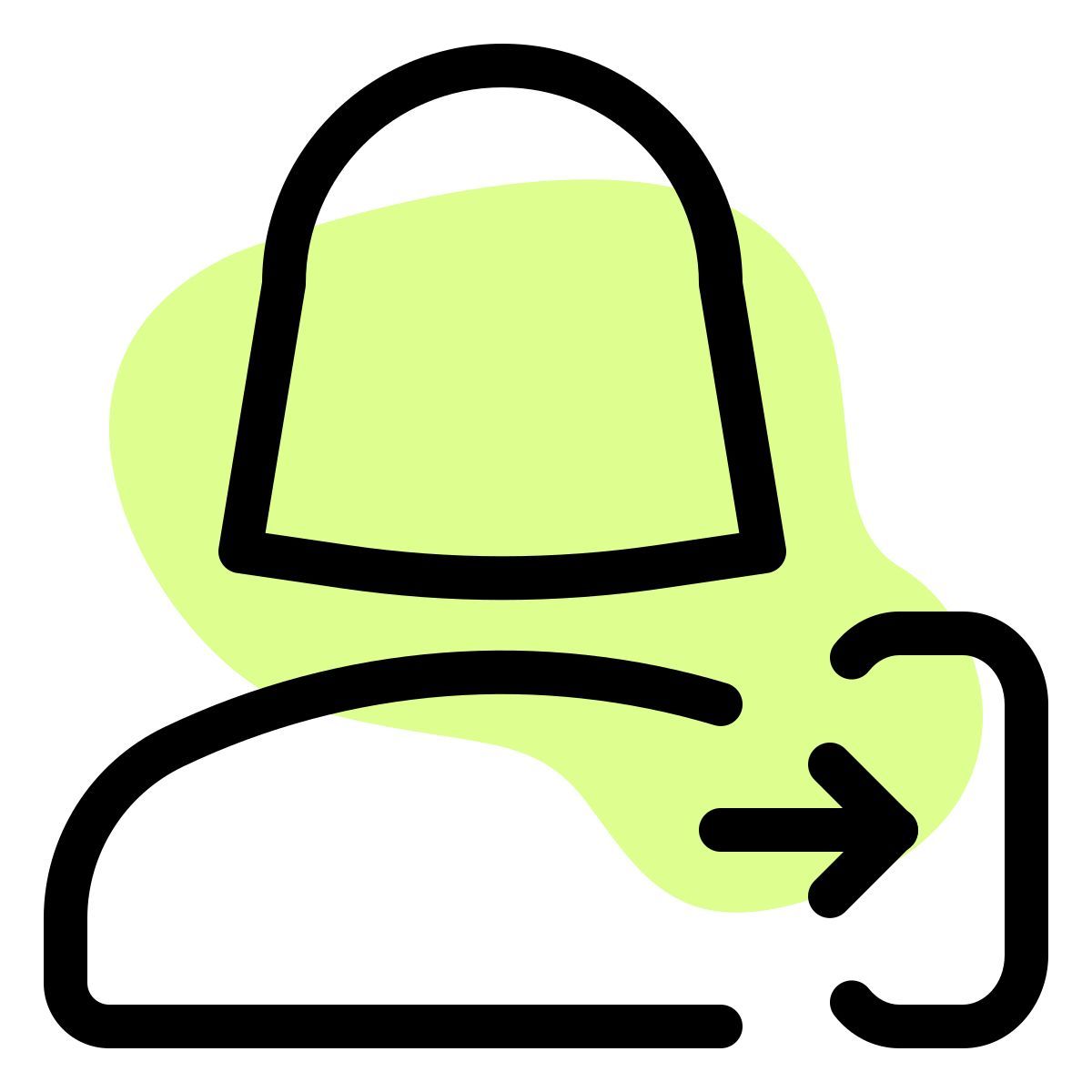 login access of a female user with a right direction arrow key icon