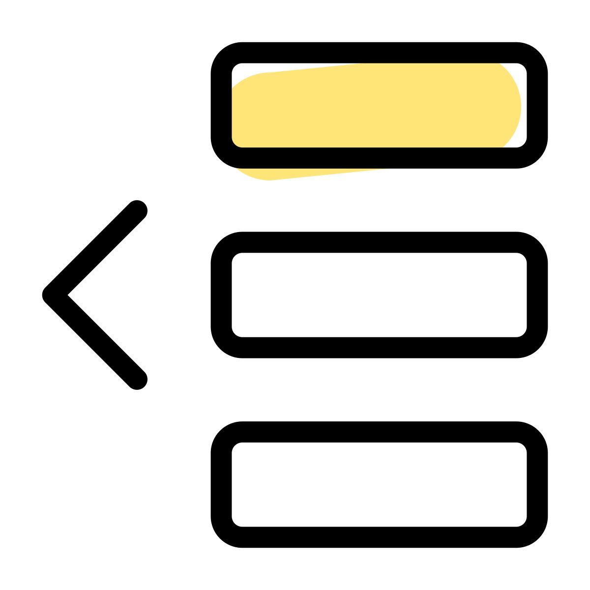 move document list object left direction margin line icon