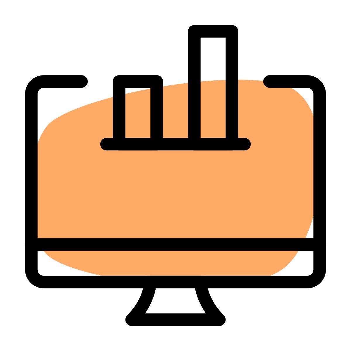 bar graph on computer icon