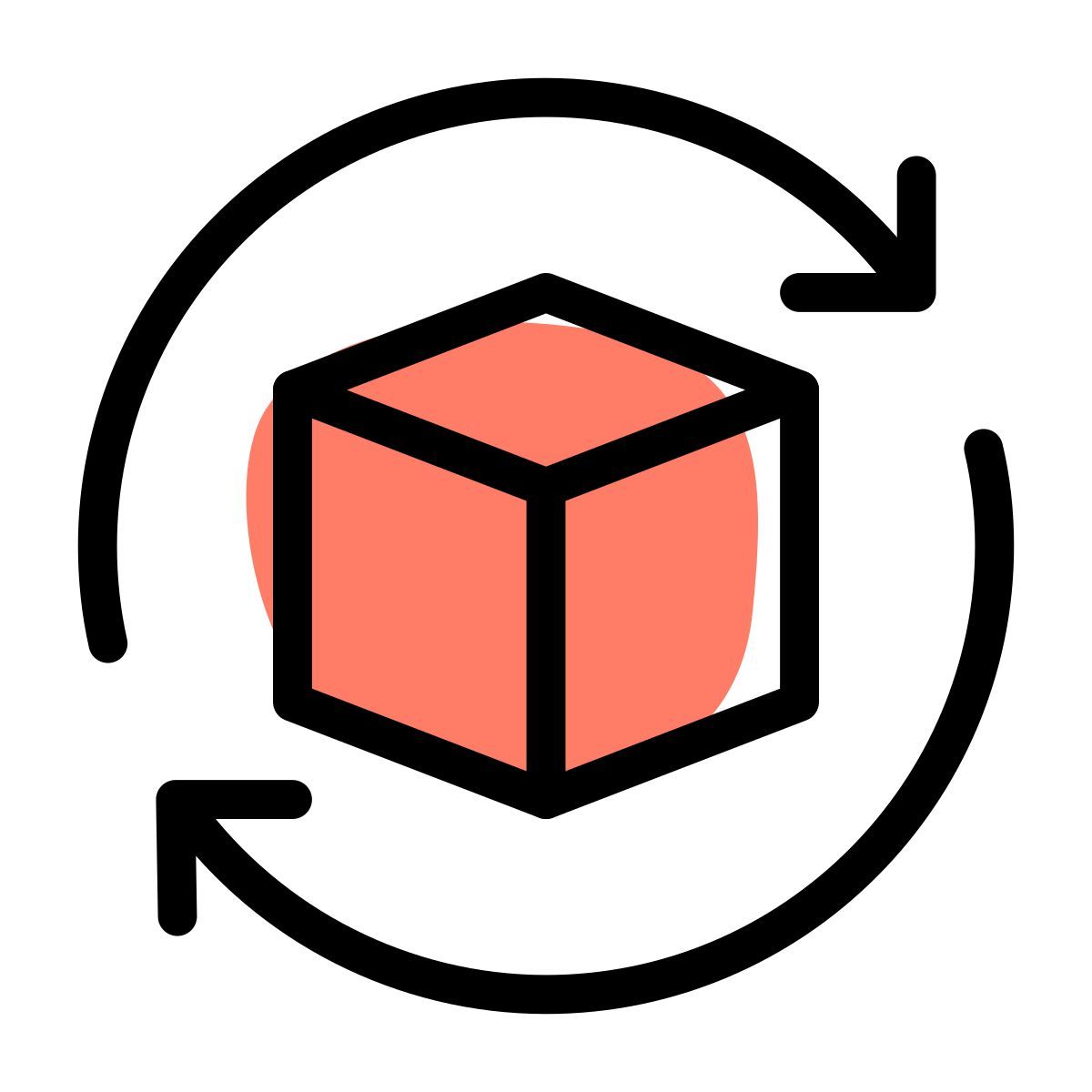 reload cube design with loop arrows layout icon