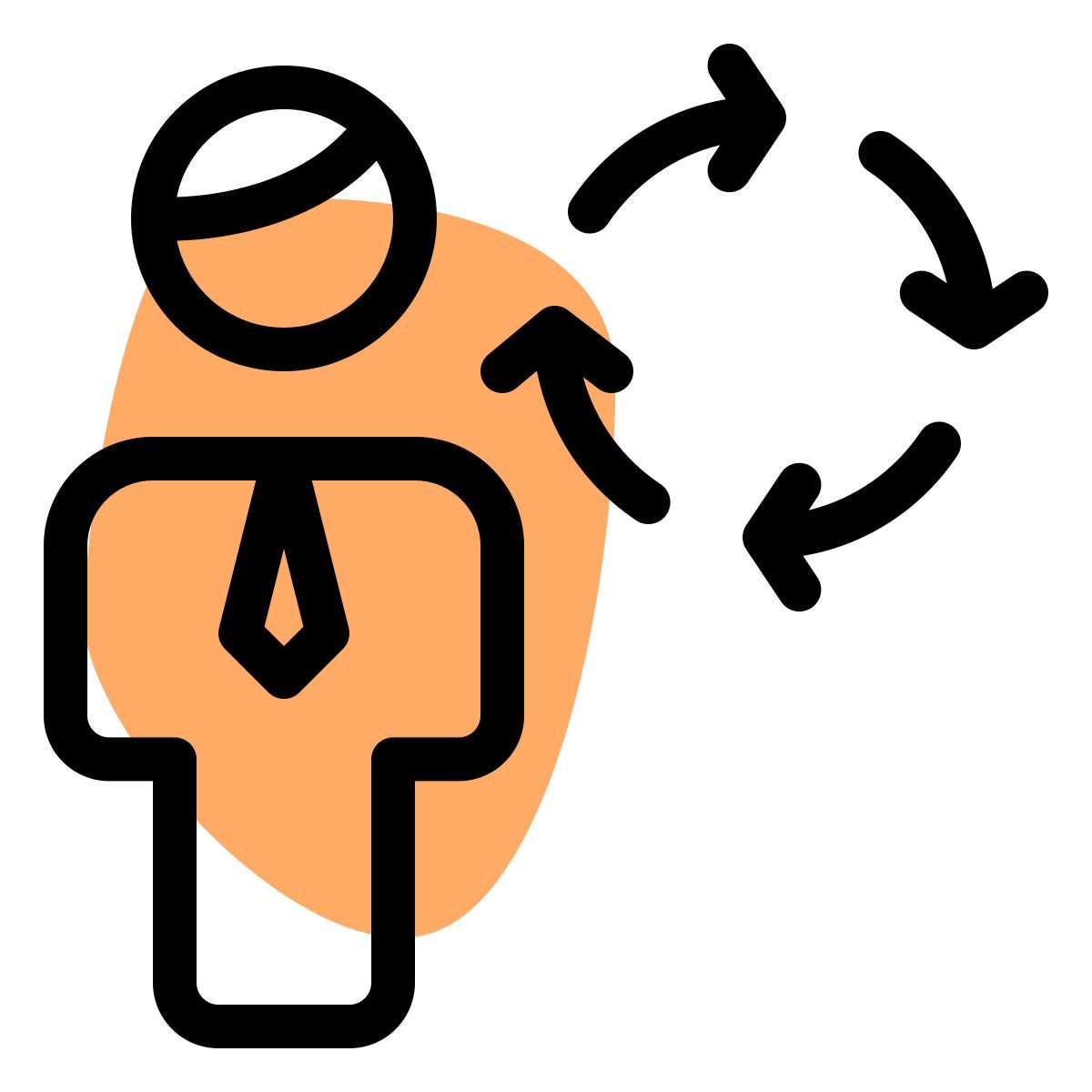 routine shift for manager the work process with loop arrows icon