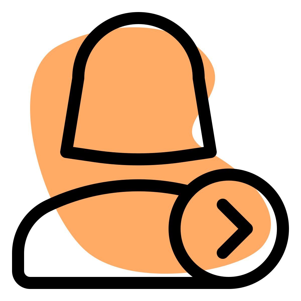 single female user with right direction arrow layout icon