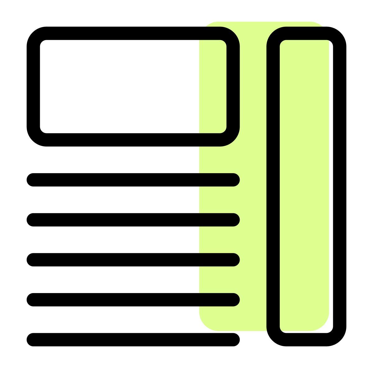 text mit seitenleiste icon