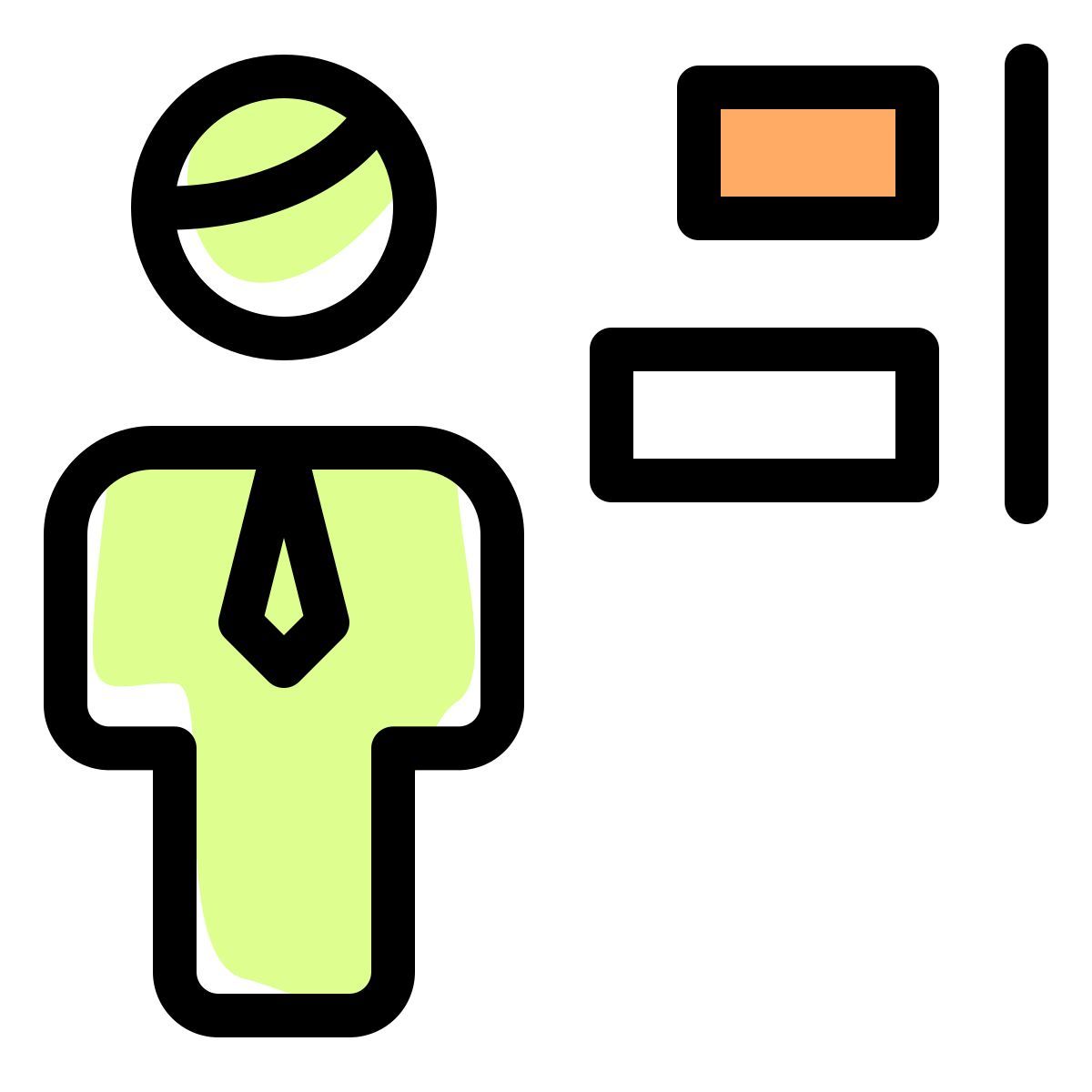 top right alignment of a word document for an businessman to adjust icon