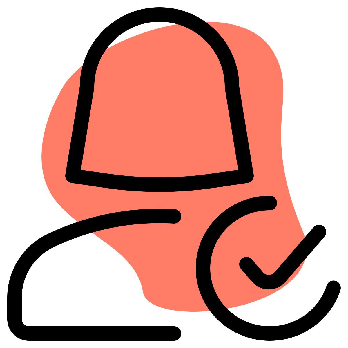 verified businesswoman list with a checkmark option layout icon