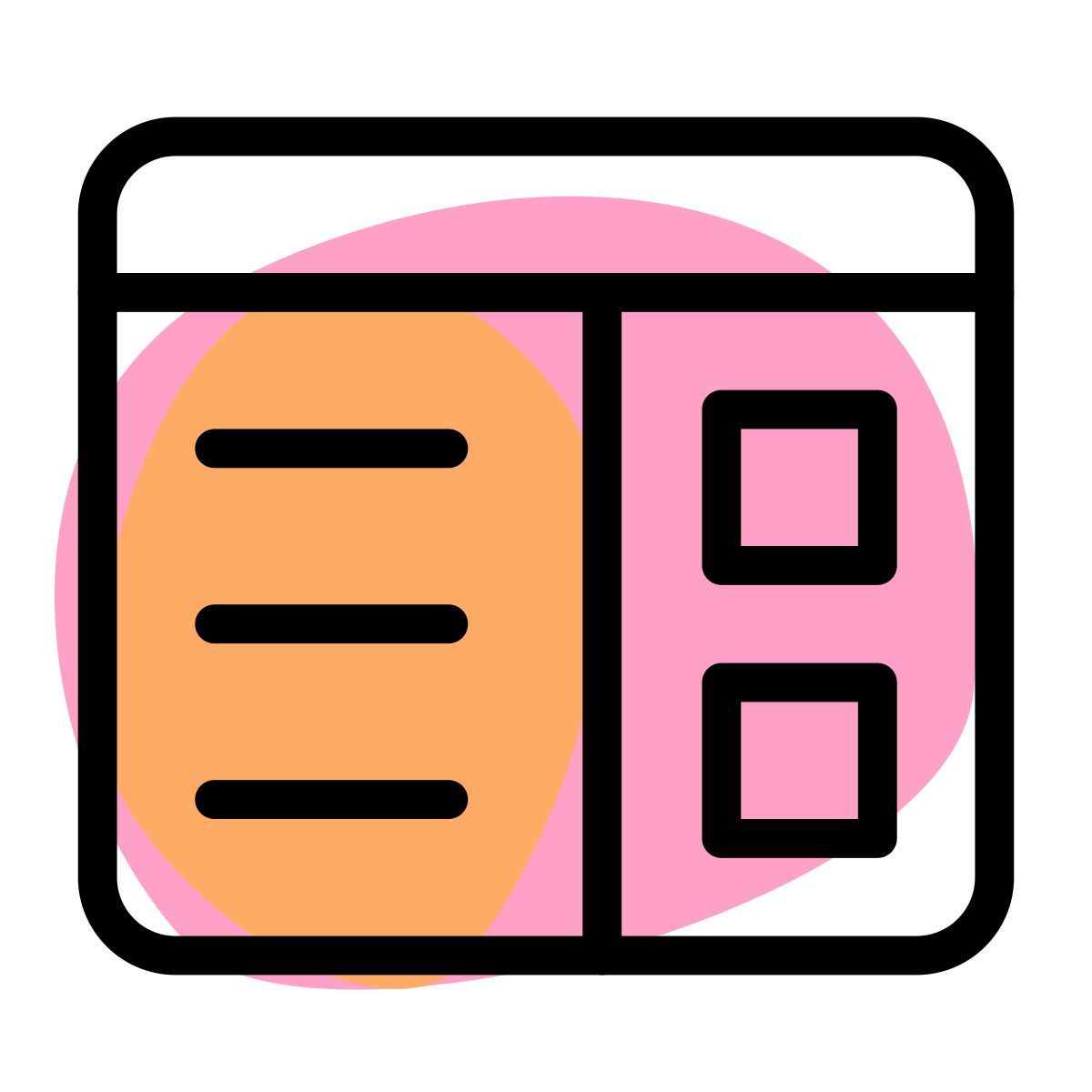 Web con contenido a la izquierda y menú a la izquierda icon