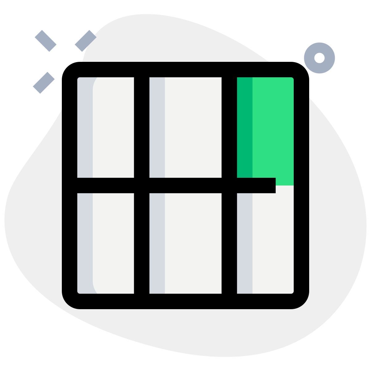 table with six sections icon