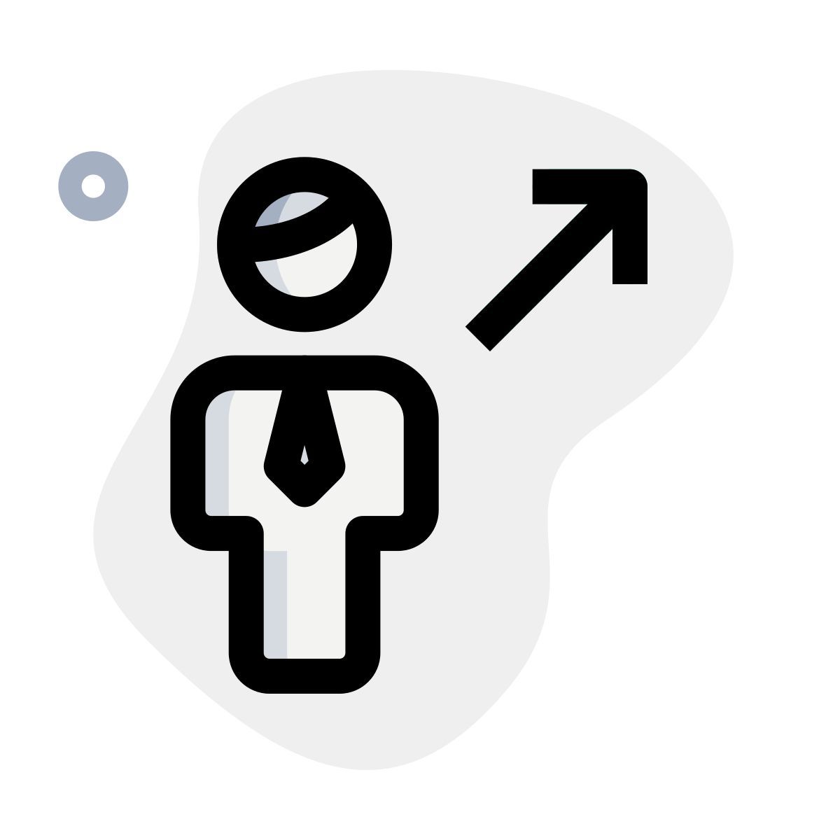businessman moving in direction north east direction icon