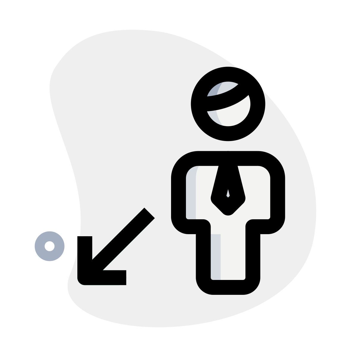 businessman moving in direction south west direction icon