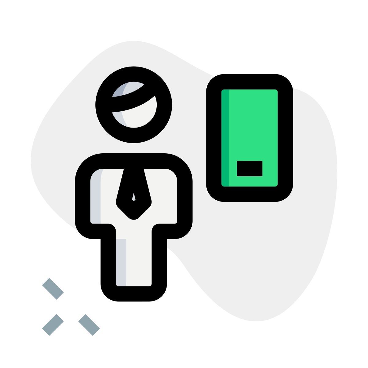 Uomo d'affari che utilizza la messaggistica web su uno smartphone icon