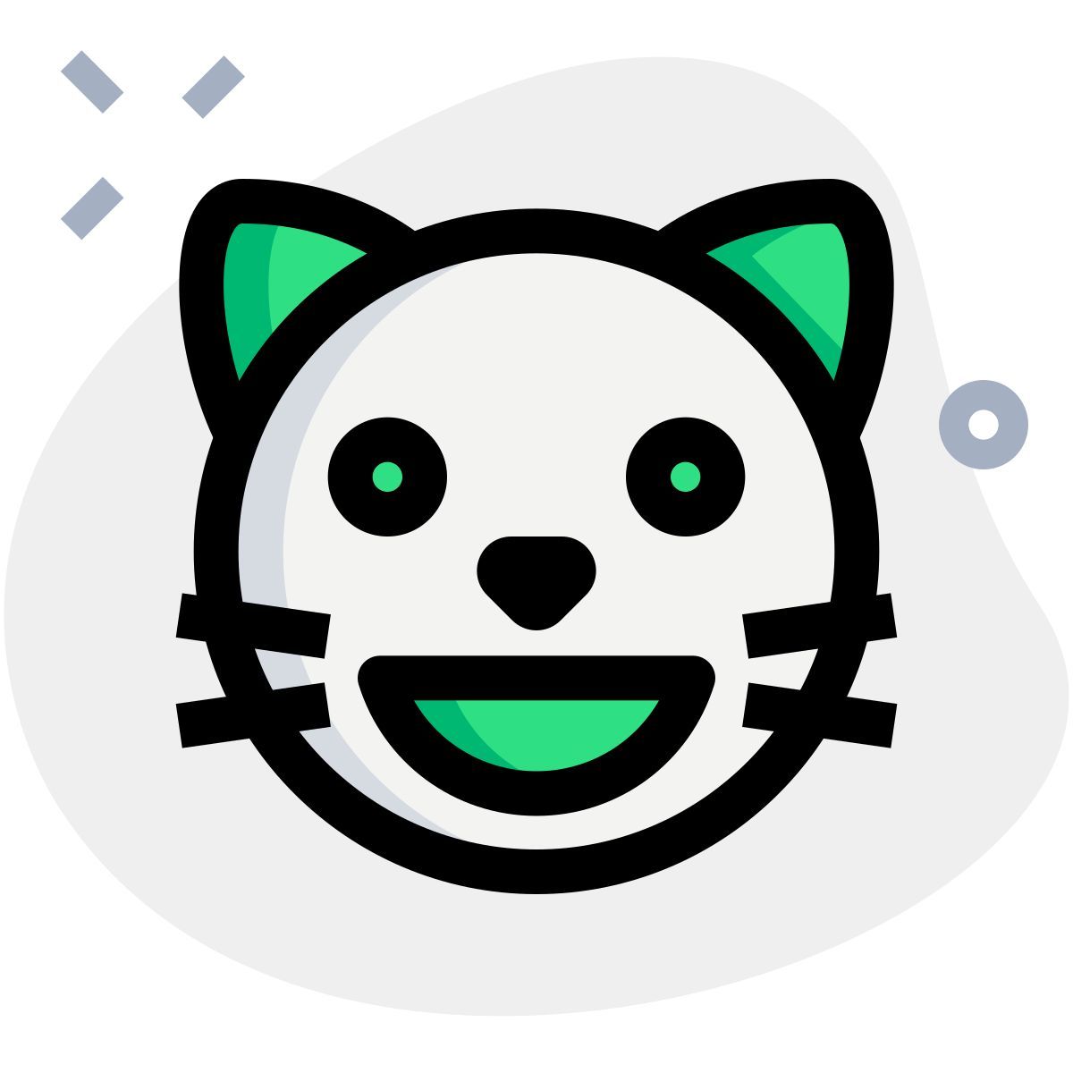 cat grinning facial expression with mouth wide open icon