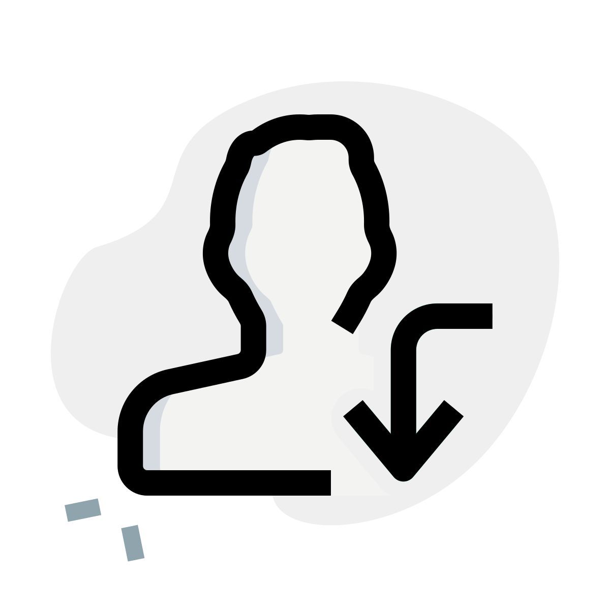user curved down arrow icon