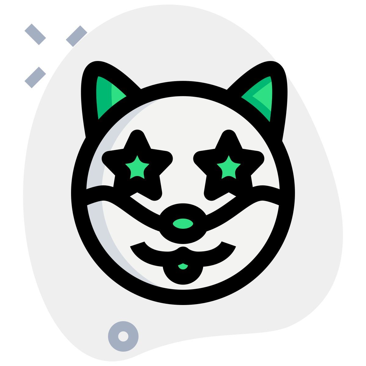 dog star struck eyes emoticon shared on internet icon