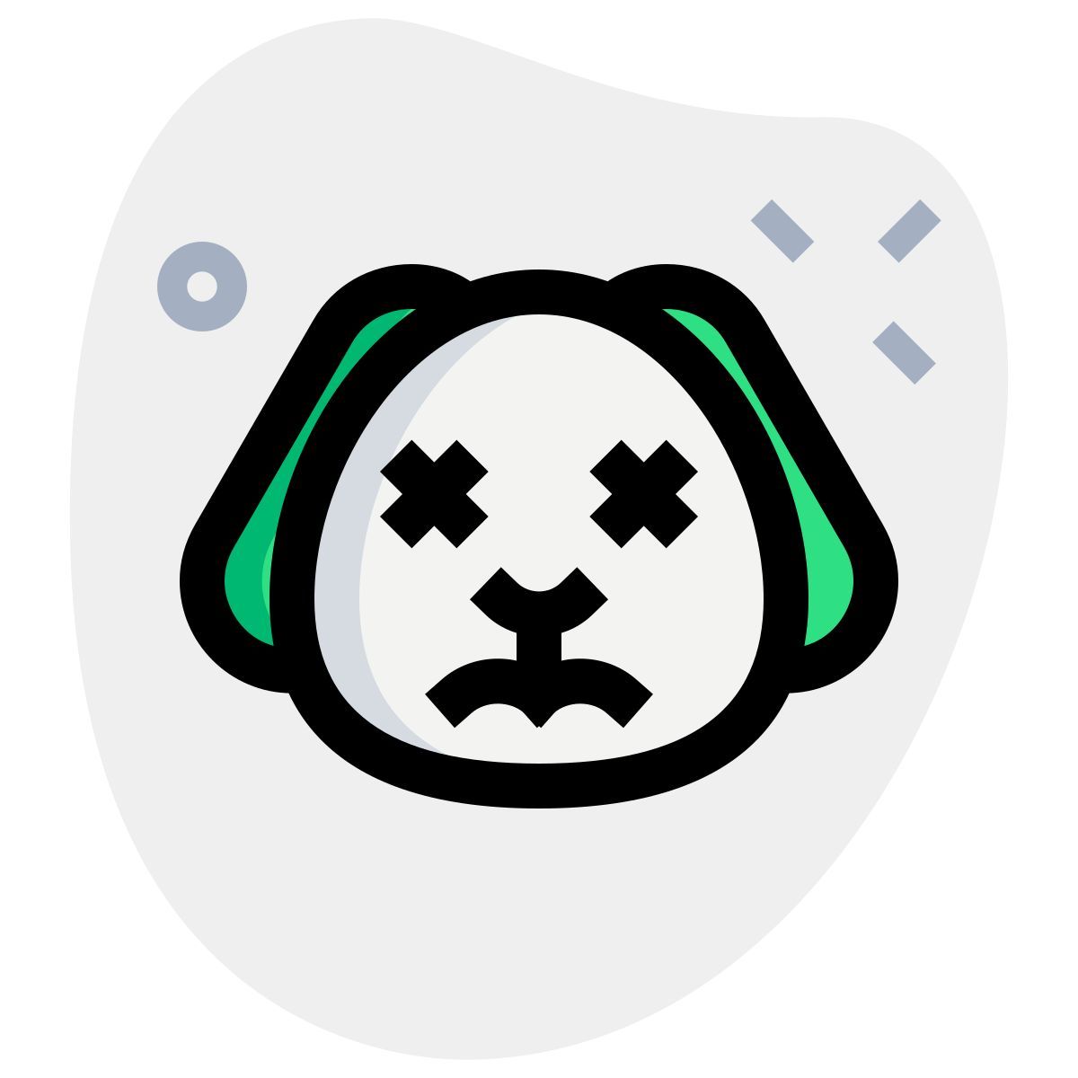 eyes crossed and neutral puppy facial expression emoticon icon