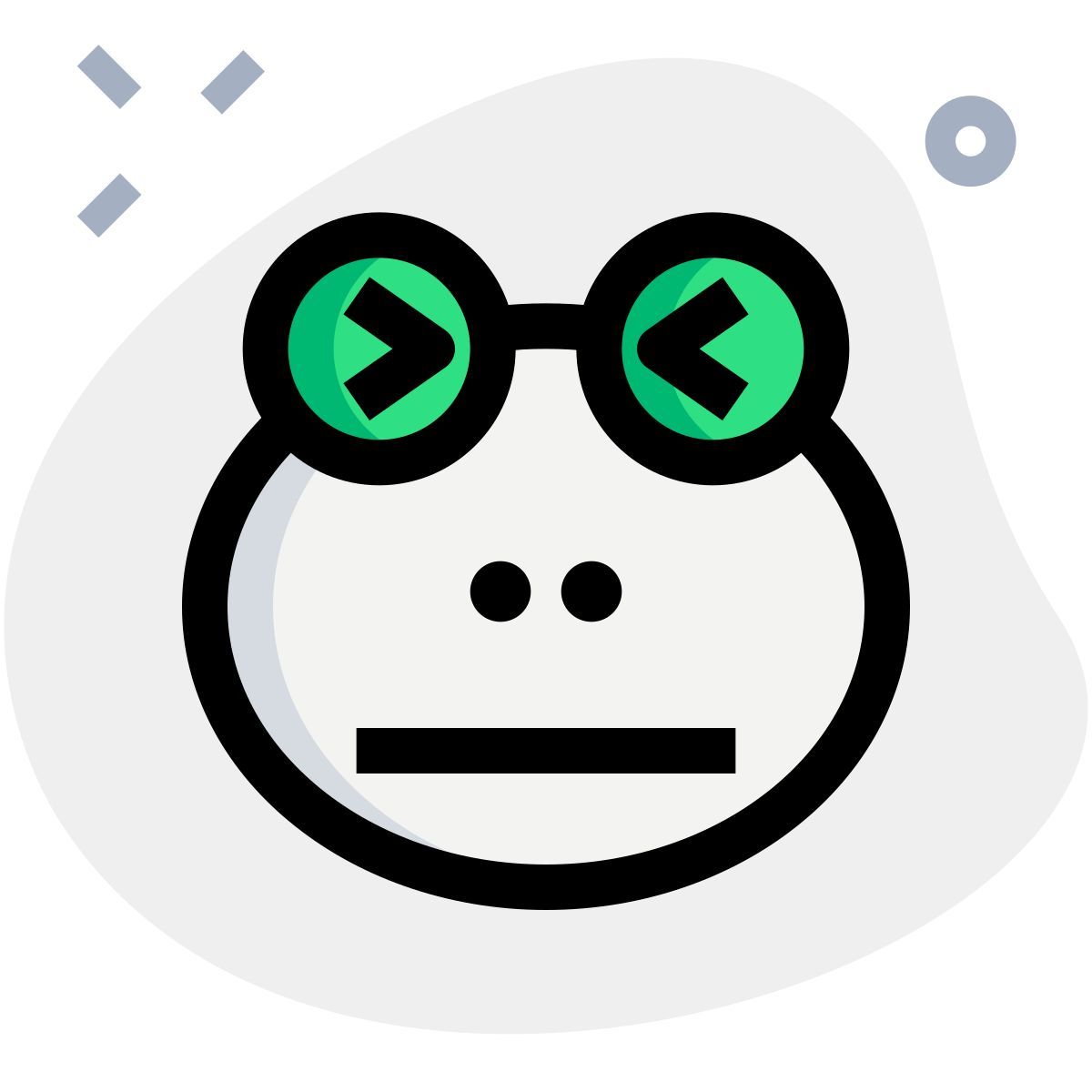 frog confounded pictorial representation with eyes closed emoticon icon