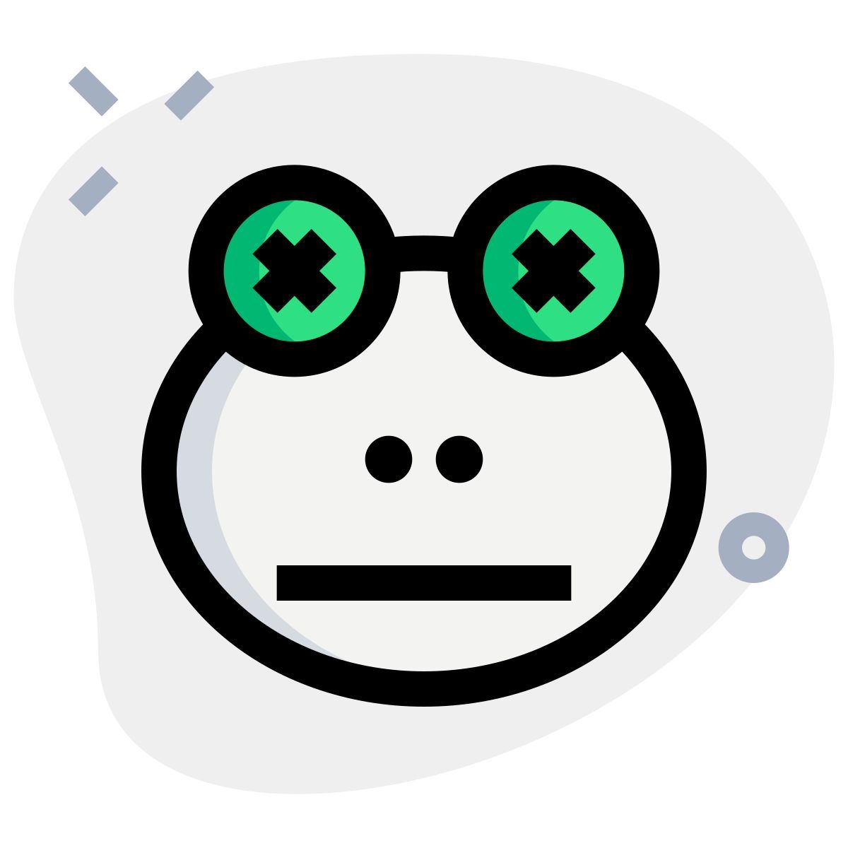 frog in neutral stage with eyes closed icon
