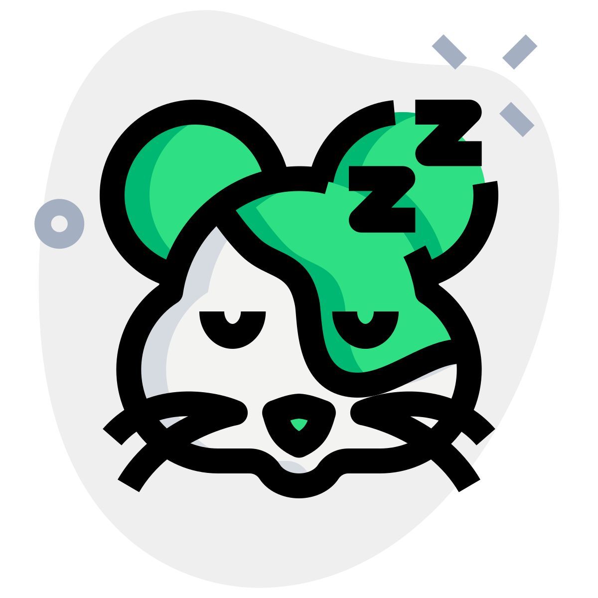 icône hamster sleeping emoticon with z alphabets surrounding around