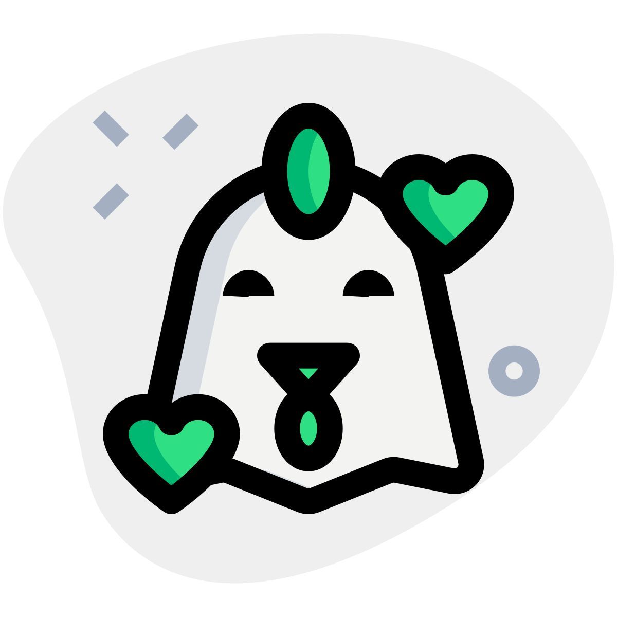 happy chicken with hearts revolving around emoji icon