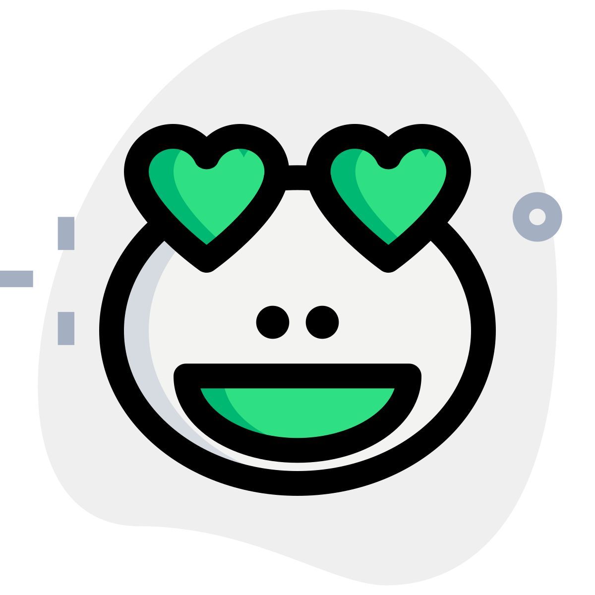happy romantic grinning frog with heart eyes icon