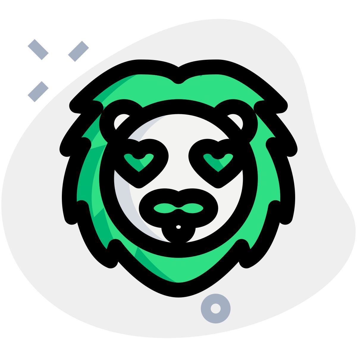 快乐浪漫的咧嘴笑的狮子，有着心形的眼睛 icon
