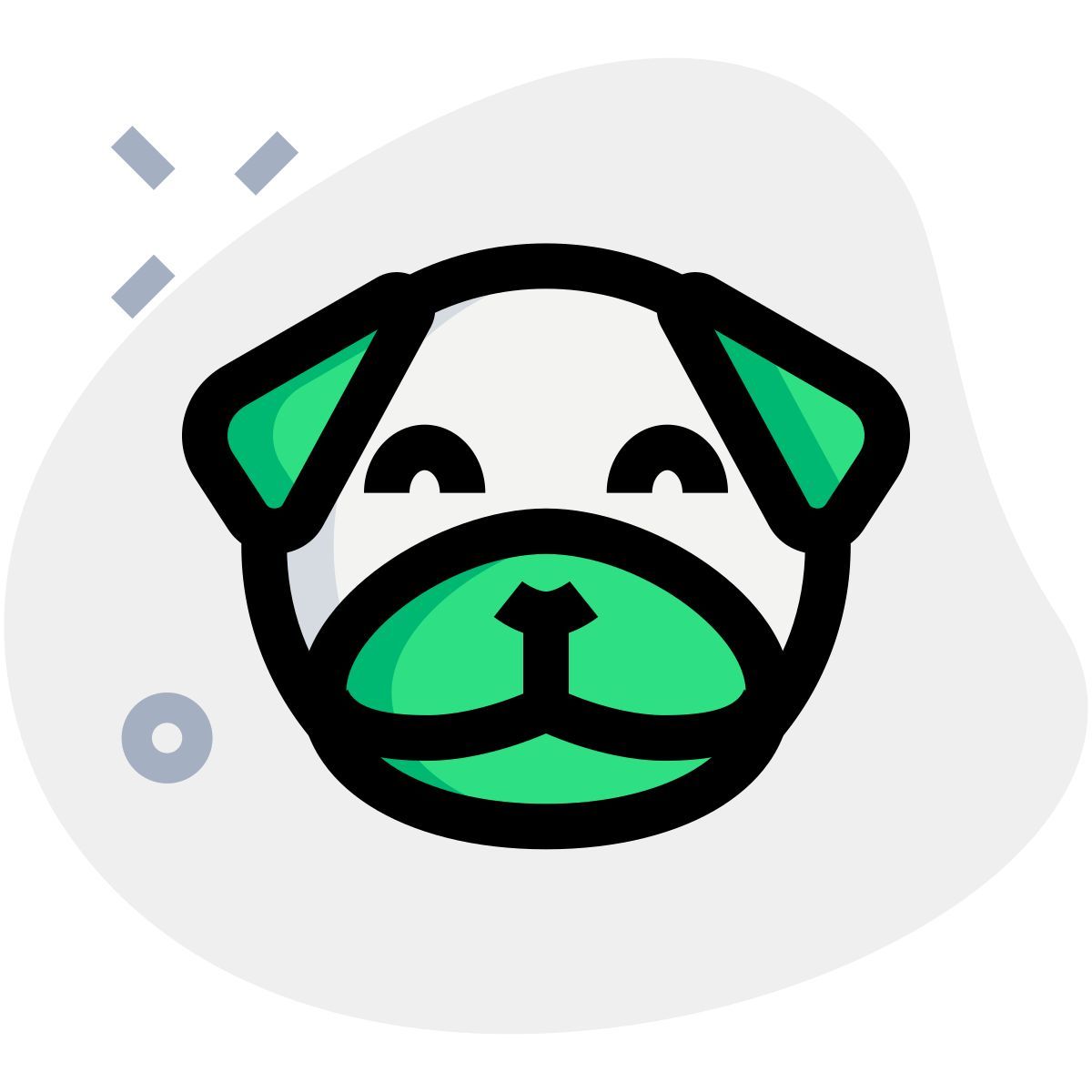 开心微笑的哈巴狗脸，闭着眼睛的表情符号 icon