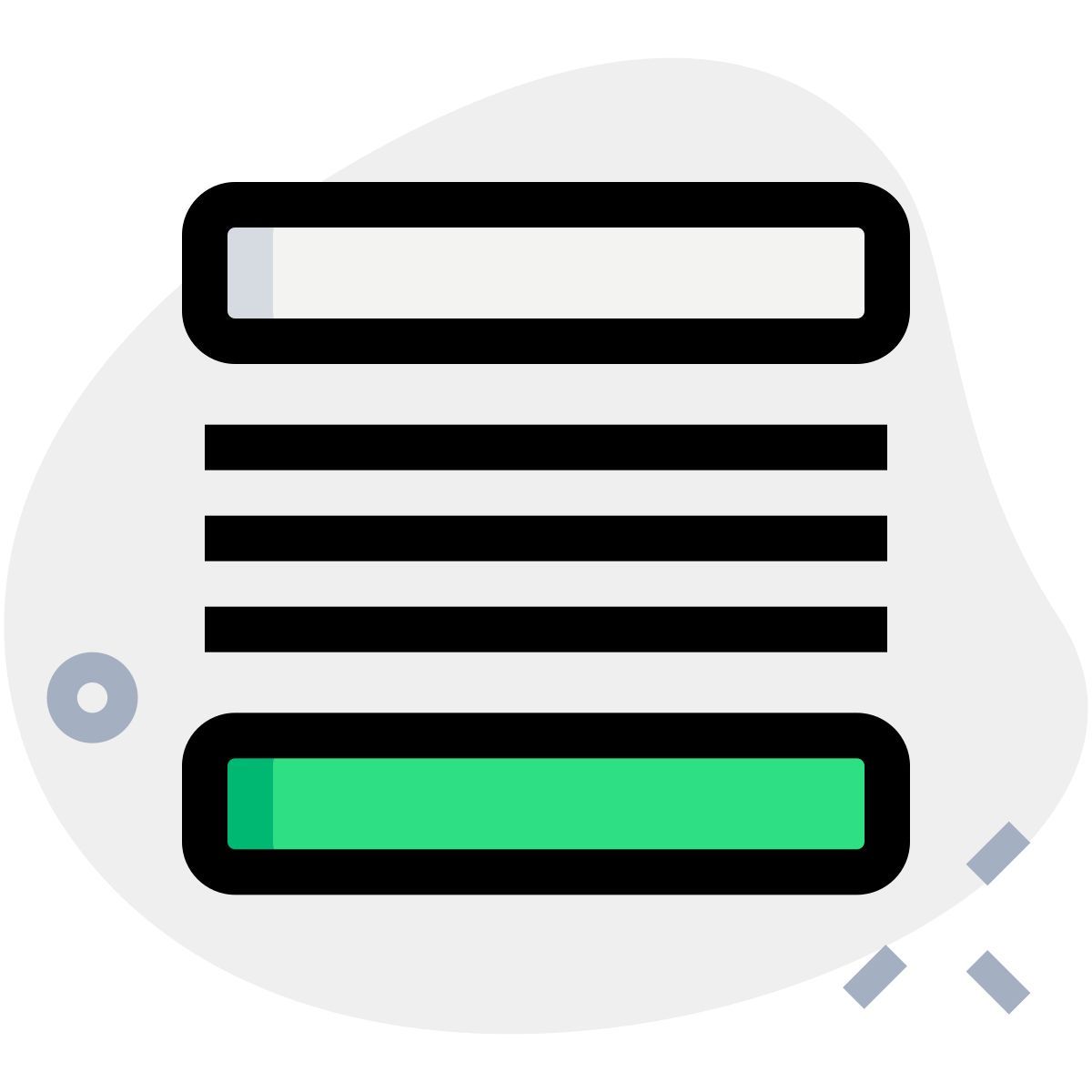 외부 헤더 바닥글 및 텍스트 본문 현대 쓰기 형식 와이어프레임 녹색 탈 revivo icon