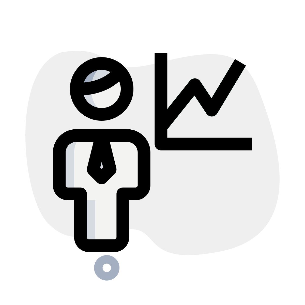 line chart of the businessman with sales graph icon