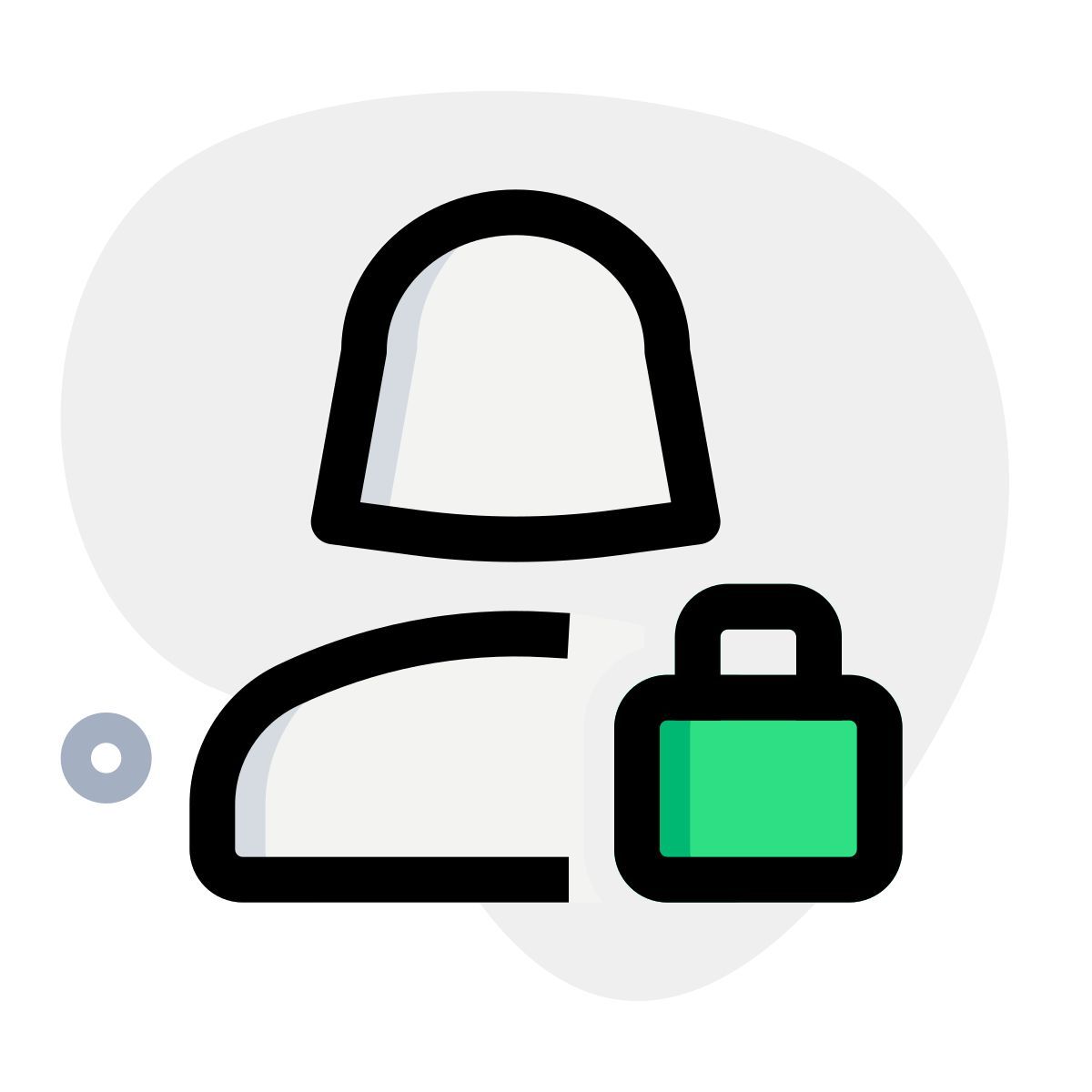 locking the profile of a single female user isolated on a white background icon